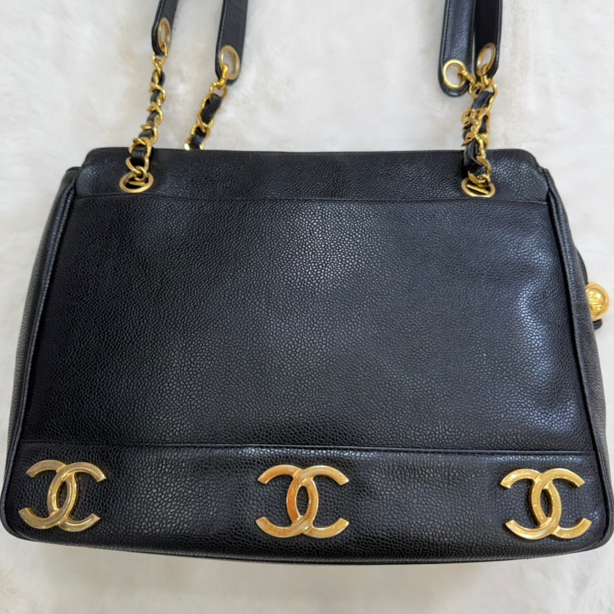 Chanel Black Caviar Triple CC Shoulder Bag