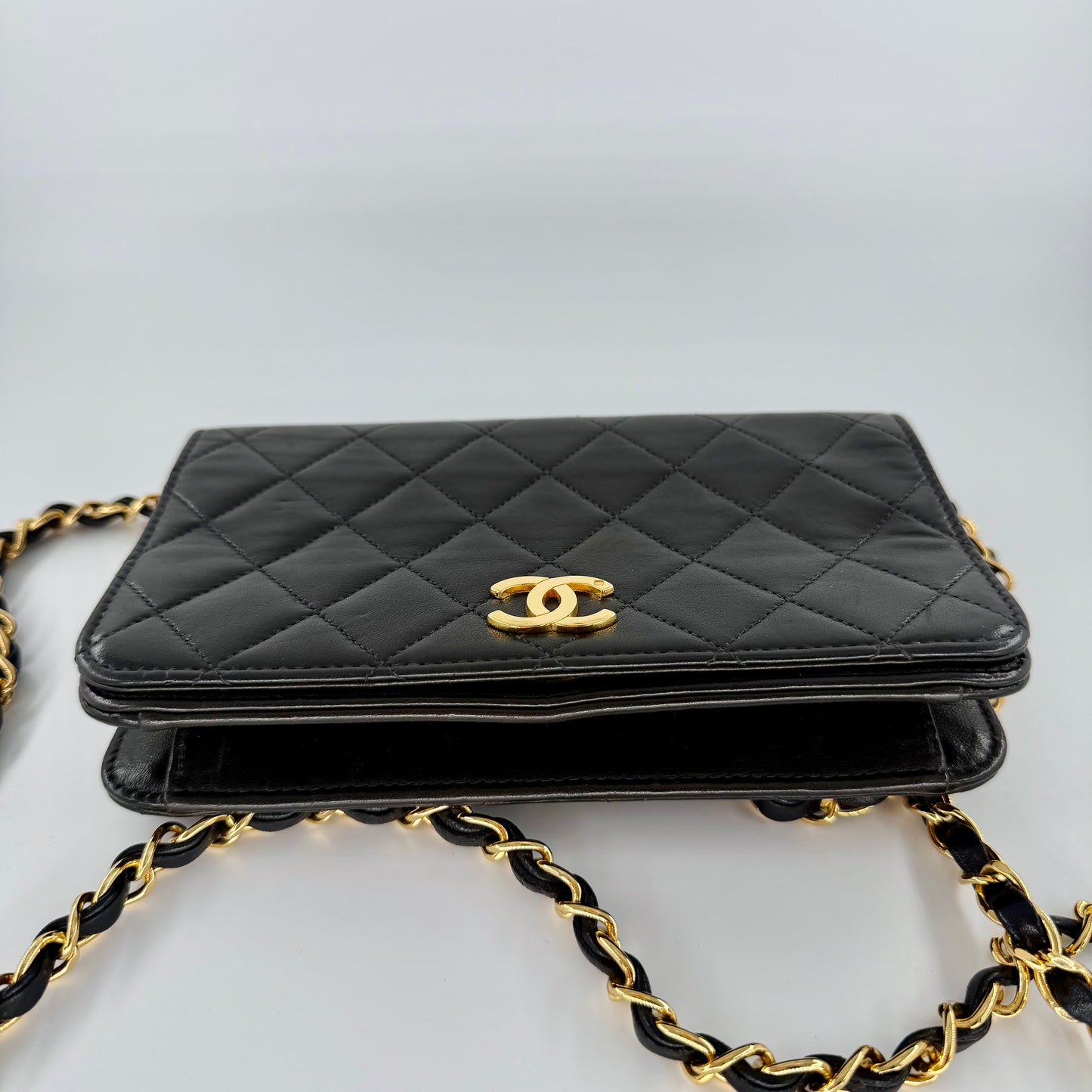 Chanel Black Lambskin Vintage Matelasse Full Flap Mini