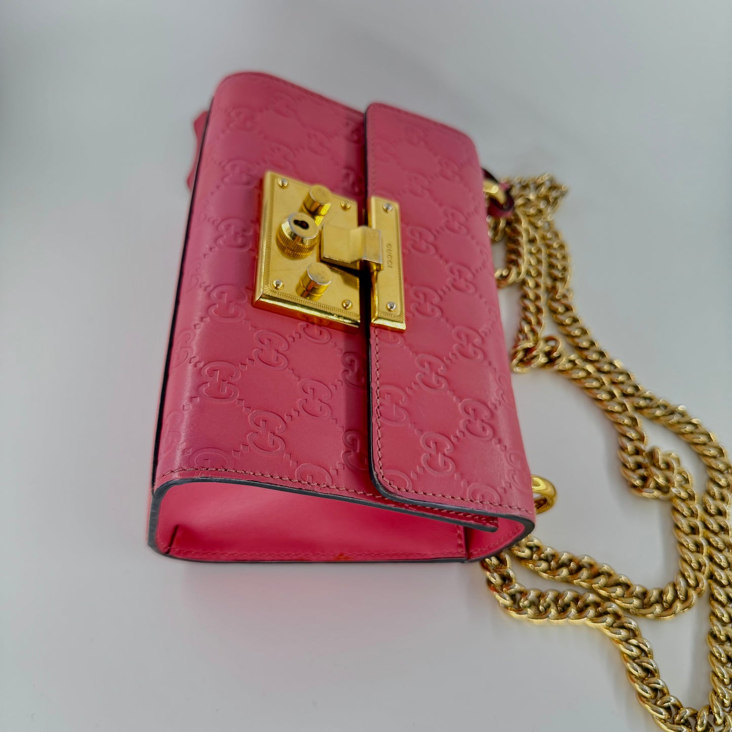 Gucci Pink Small Guccissima Padlock Crossbody/ Shoulder bag
