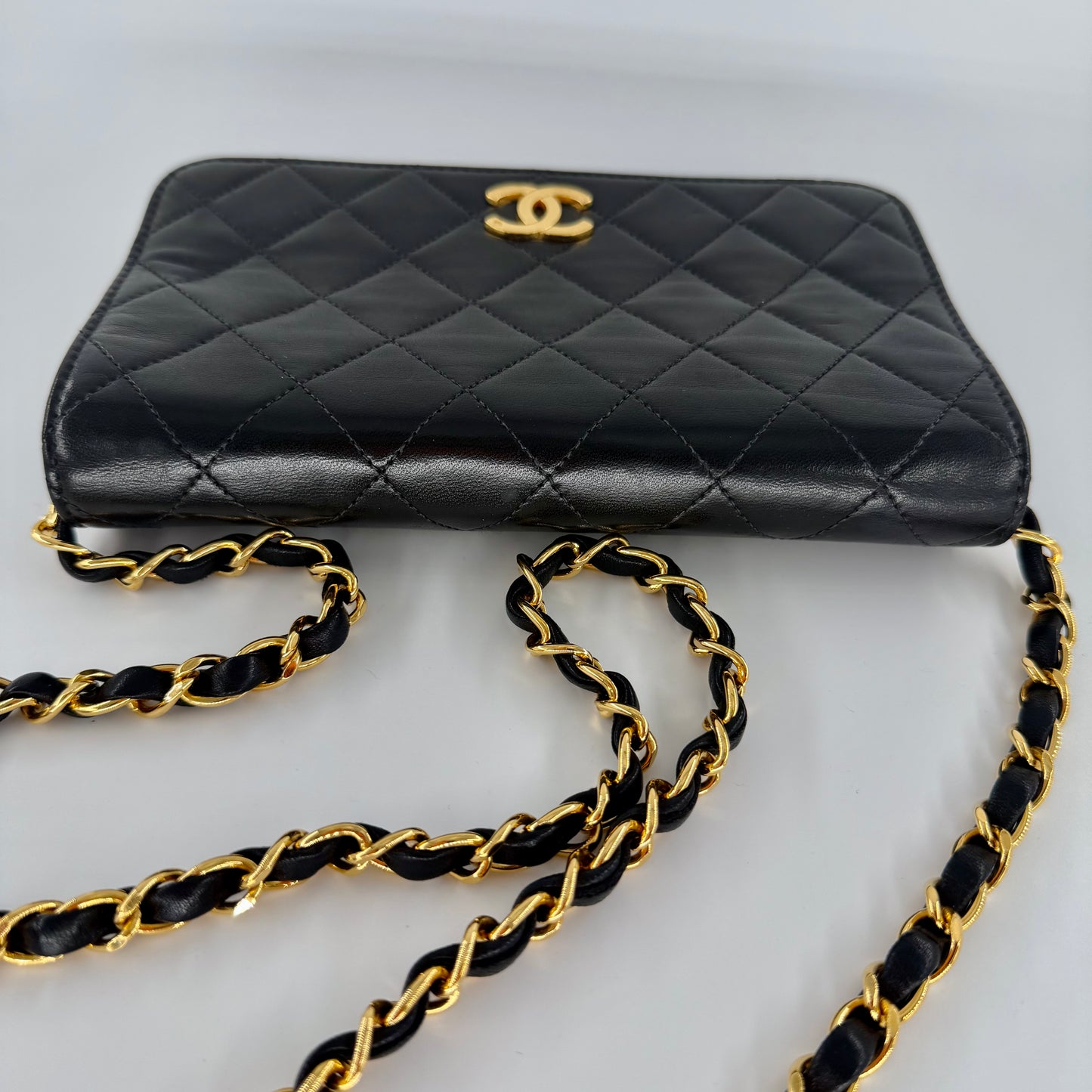 Chanel Black Lambskin Vintage Matelasse Full Flap Mini