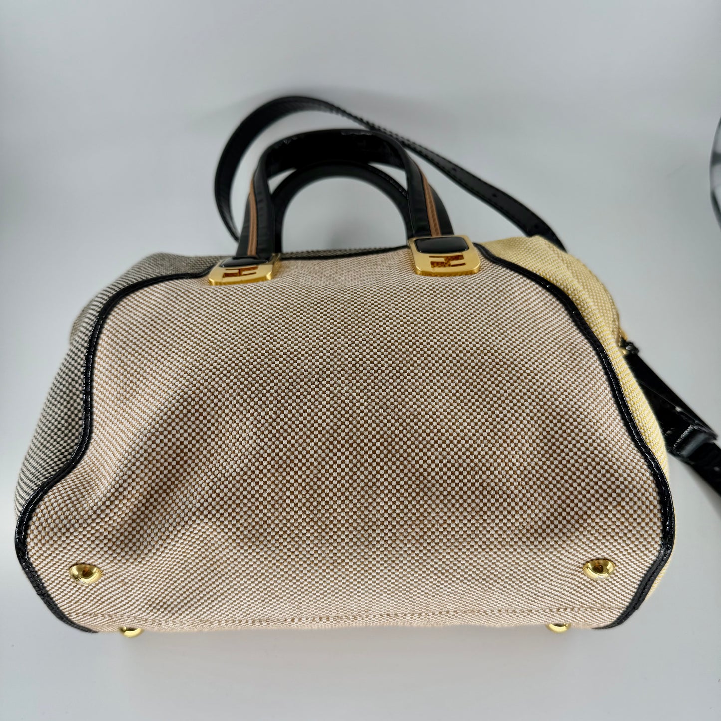 Fendi Cream and Yellow Satchel Bag