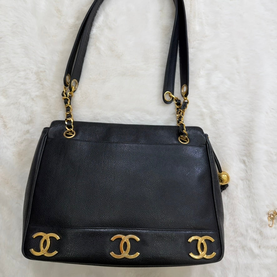 Chanel Black Caviar Triple CC Shoulder Bag