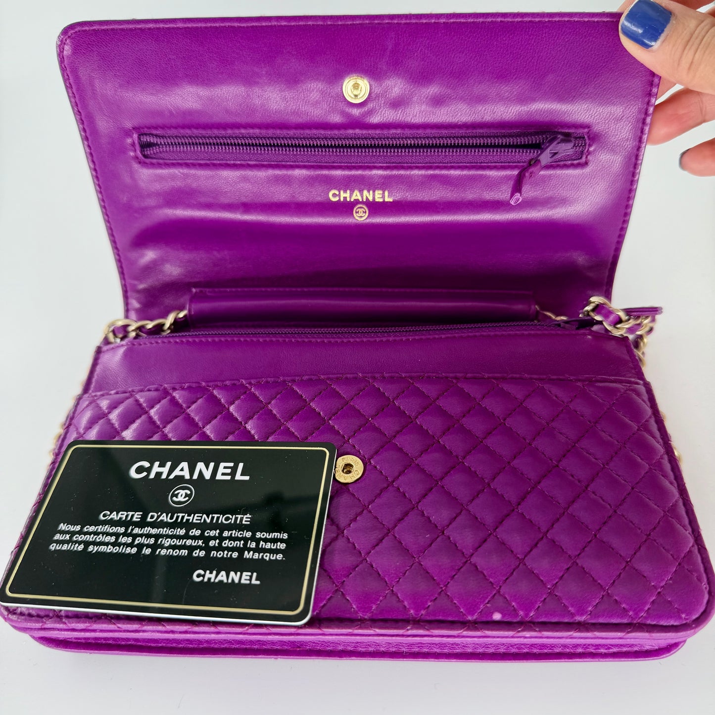 Chanel Purple Lambskin Matelasse WOC
