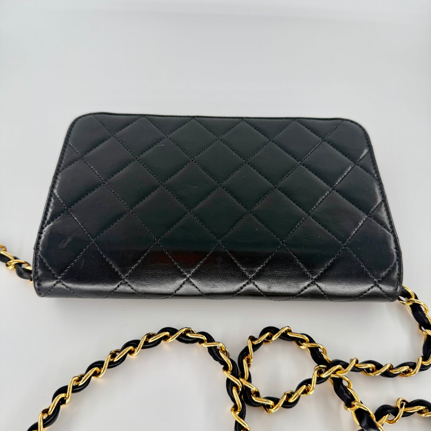 Chanel Black Lambskin Vintage Matelasse Full Flap Mini