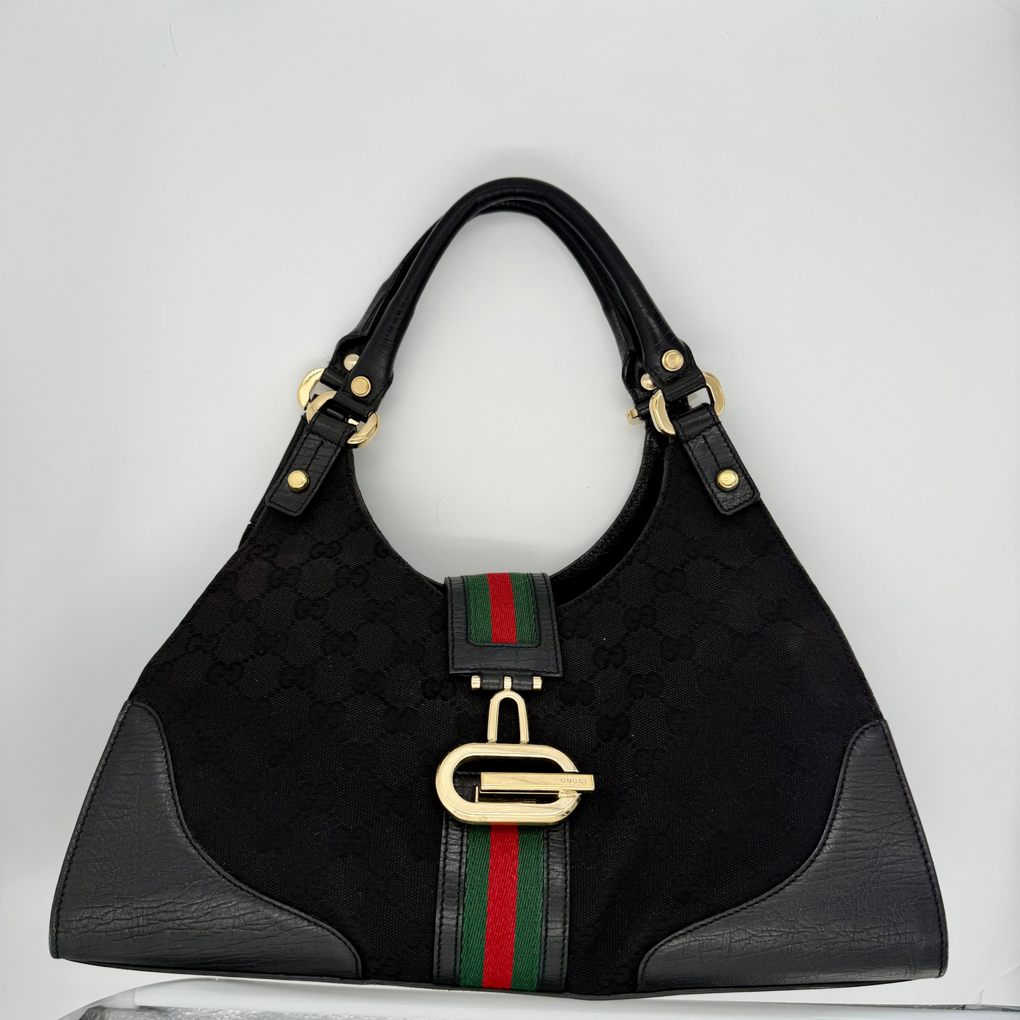 Gucci Black Monogram Junco Shoulder Bag