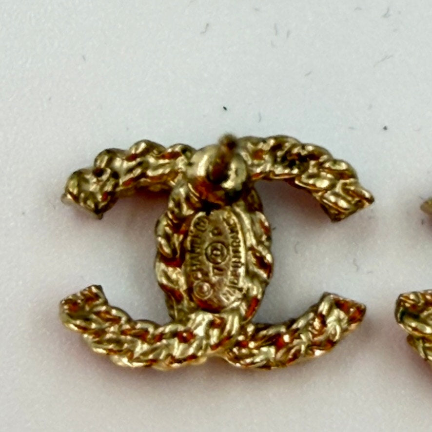 Chanel Pink Stone Gold Plated CoCo Mark Earrings