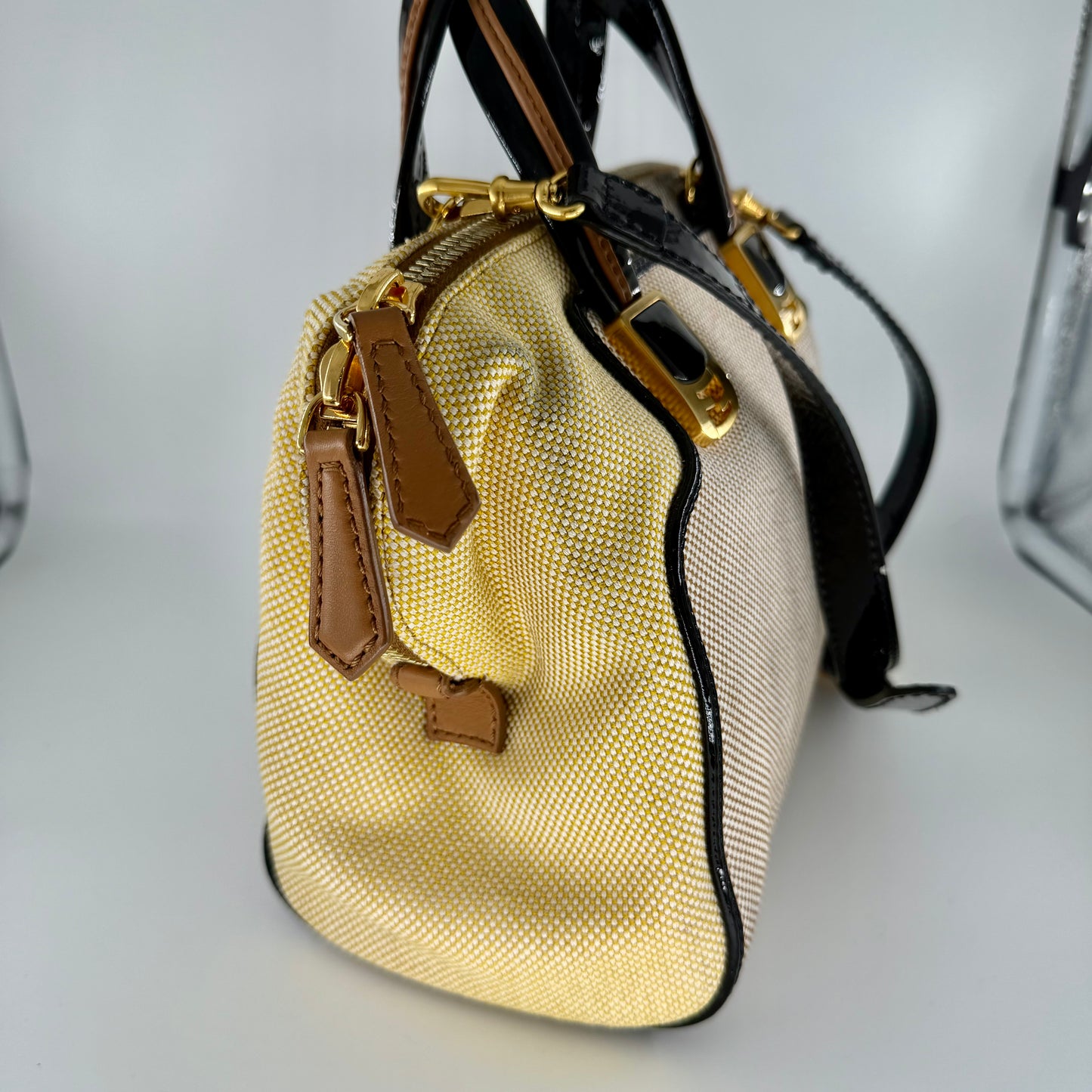 Fendi Cream and Yellow Satchel Bag