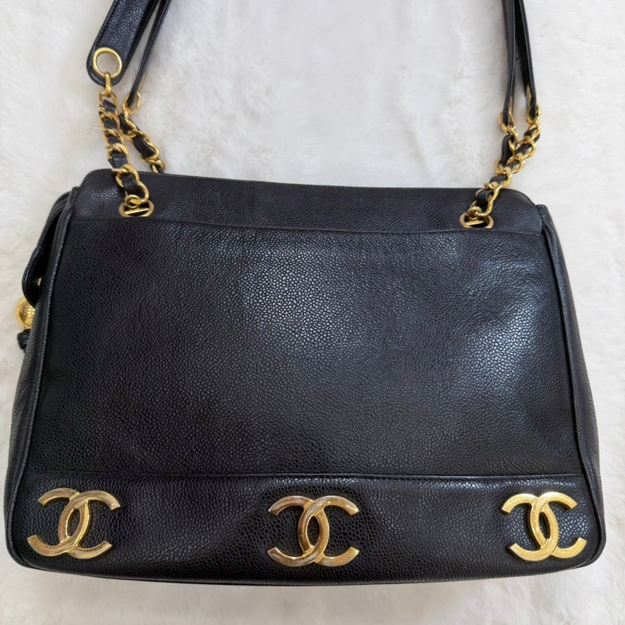 Chanel Black Caviar Triple CC Shoulder Bag
