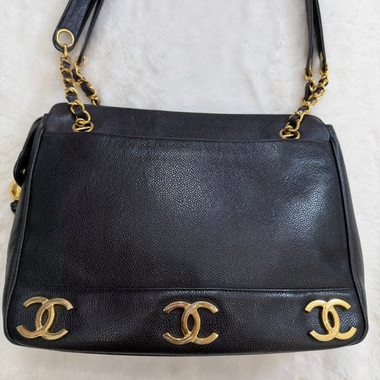 Chanel Black Caviar Triple CC Shoulder Bag