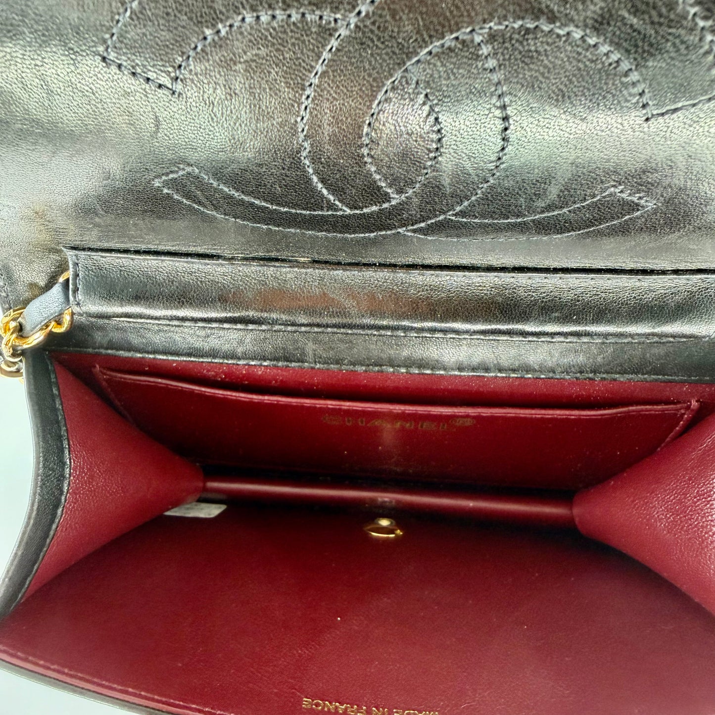Chanel Black Lambskin Vintage Matelasse Full Flap Mini