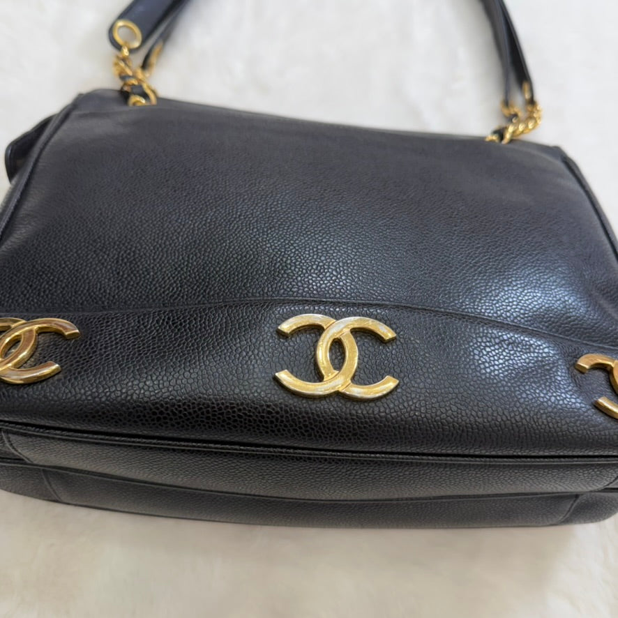 Chanel Black Caviar Triple CC Shoulder Bag