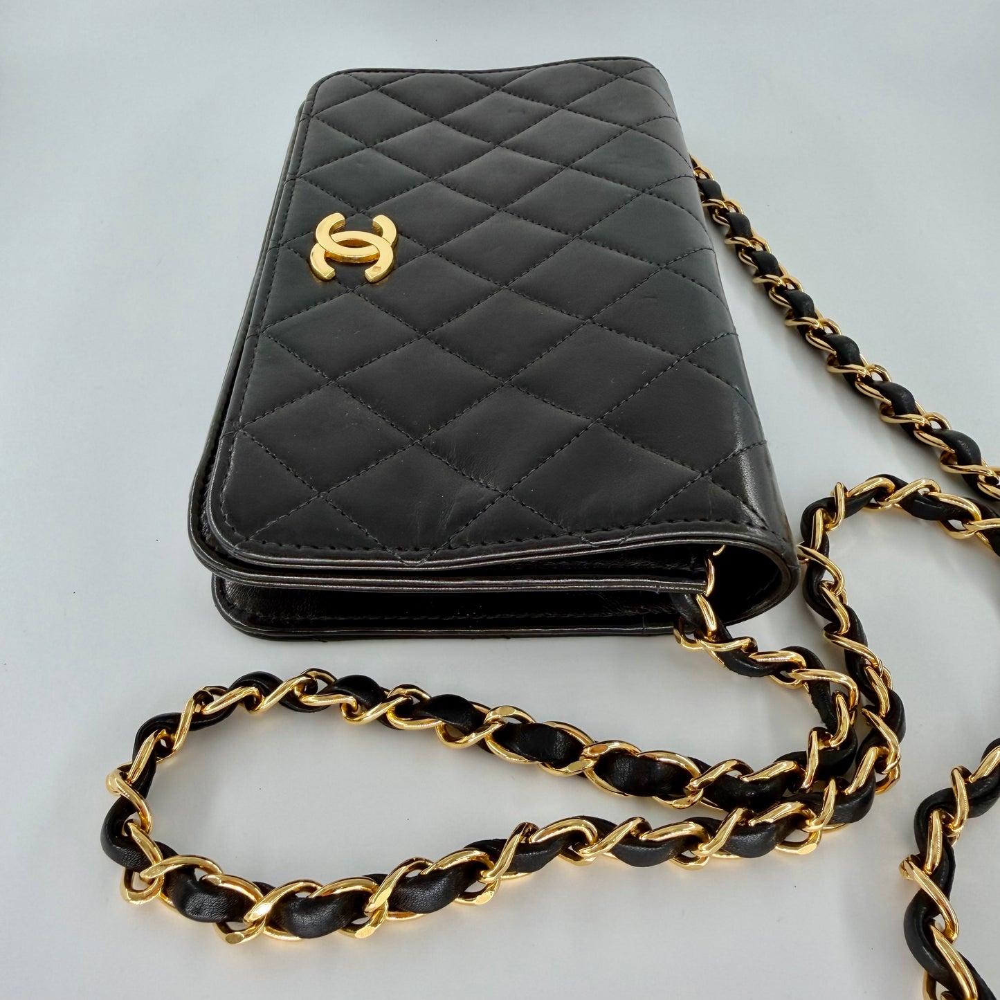 Chanel Black Lambskin Vintage Matelasse Full Flap Mini