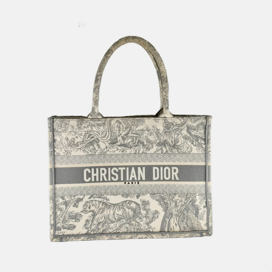 Christian Dior Gray Dioriviera Toile de Jouy Book Tote, Medium