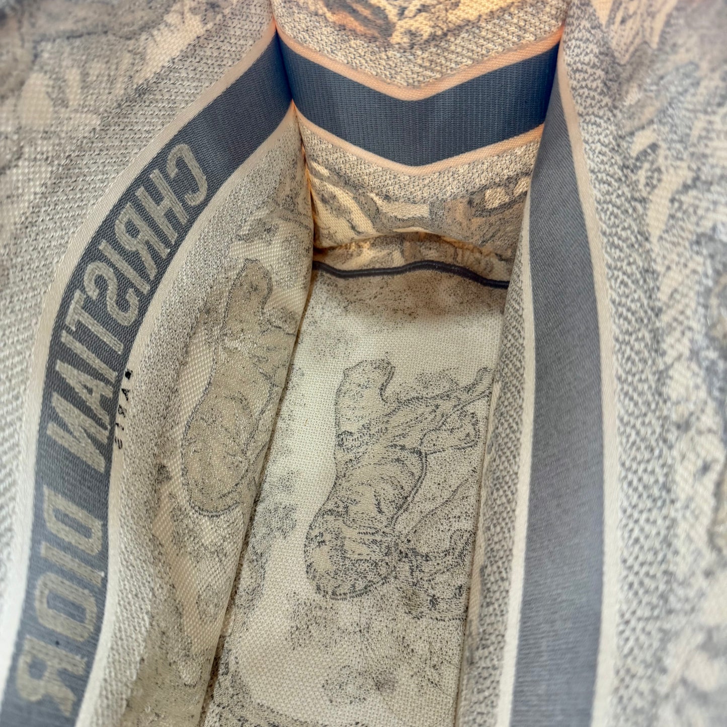 Christian Dior Gray Dioriviera Toile de Jouy Book Tote, Medium