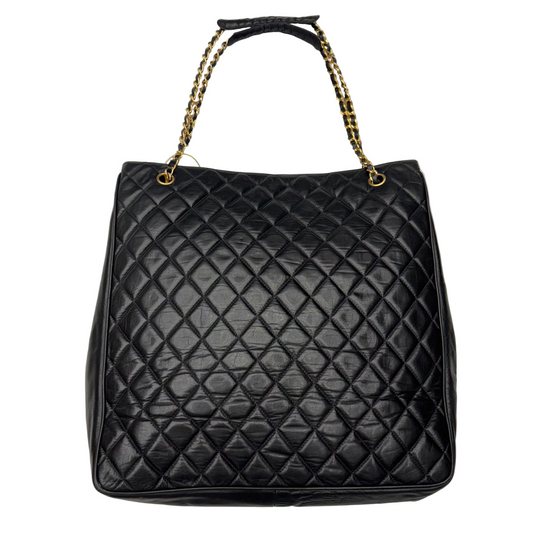 Chanel Black Matelasse Lambskin Tote, Large