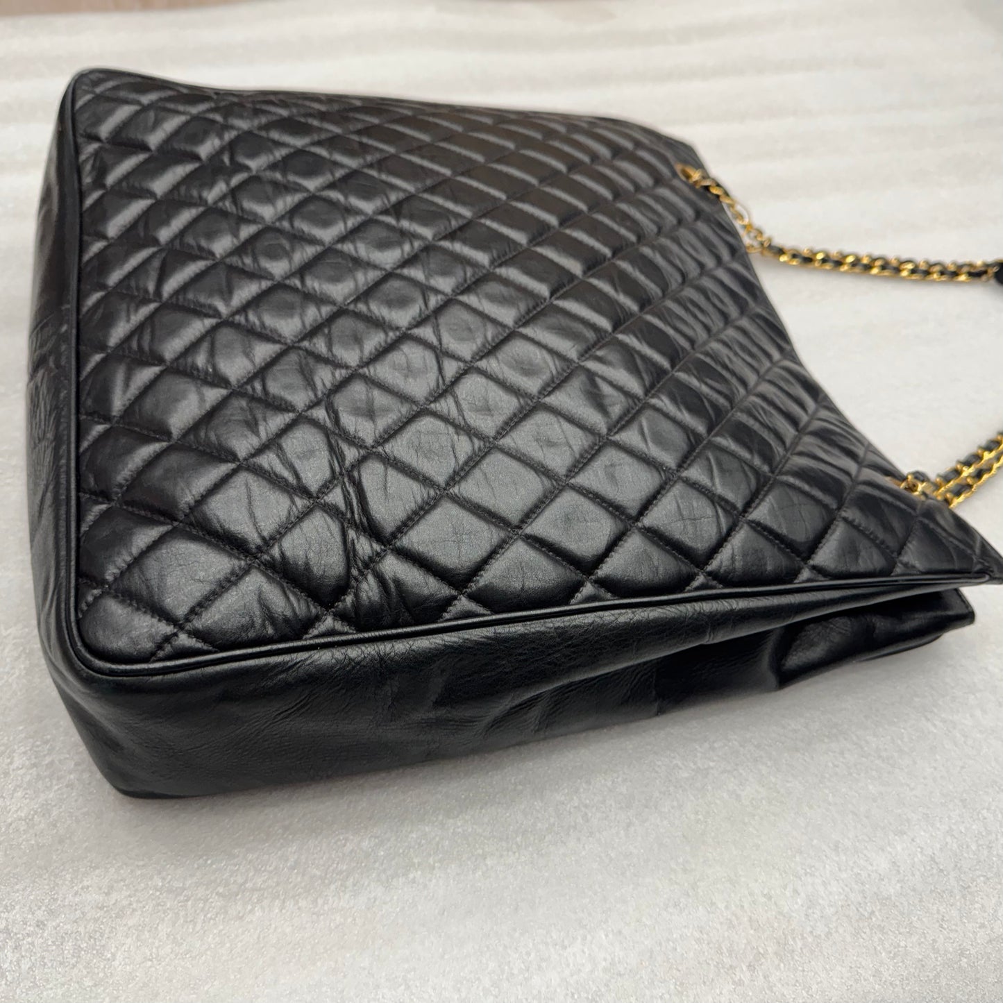 Chanel Black Matelasse Lambskin Tote, Large
