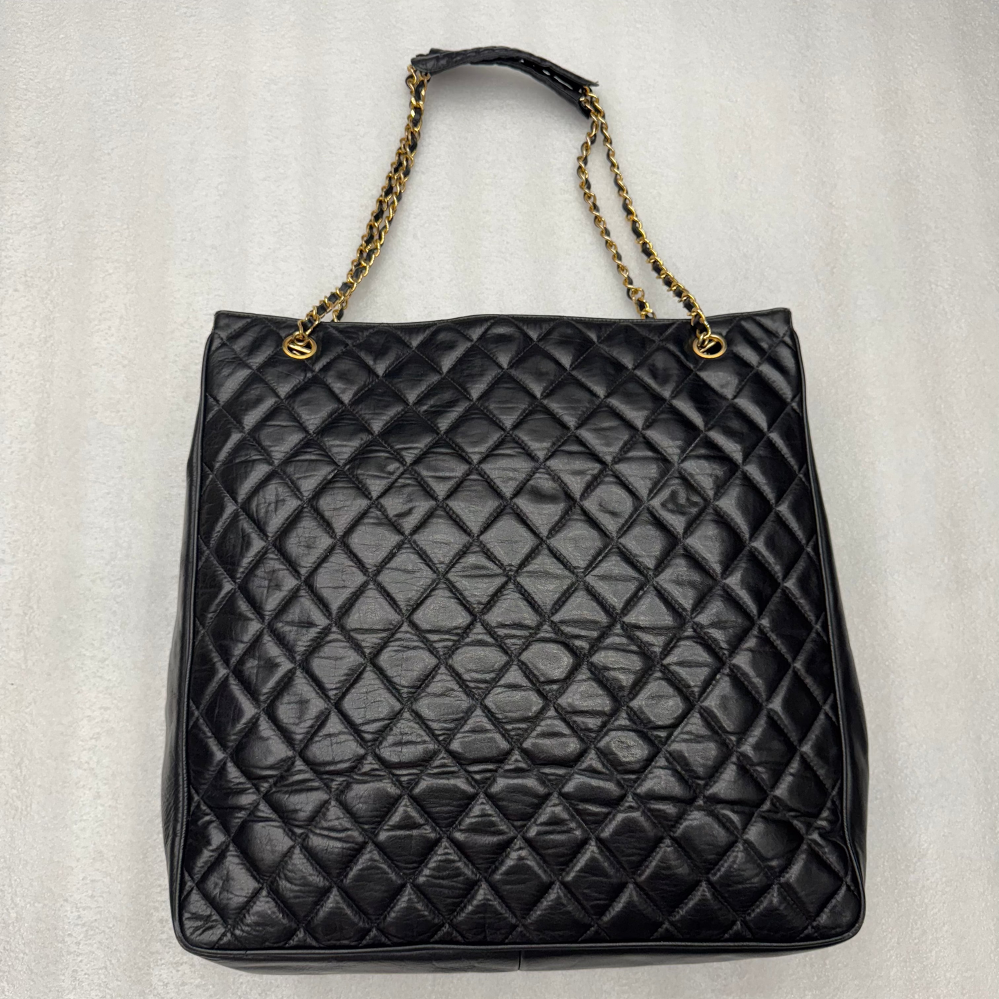 Chanel Black Matelasse Lambskin Tote, Large