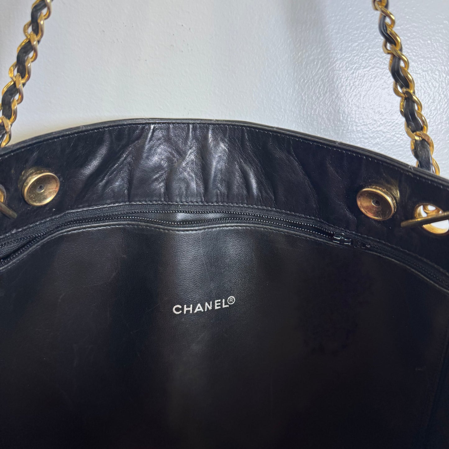 Chanel Black Matelasse Lambskin Tote, Large