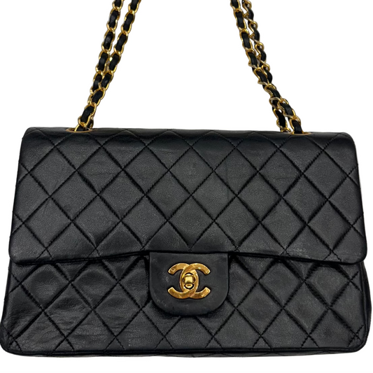 Chanel Black Lambskin Matelasse Double Flap, Medium