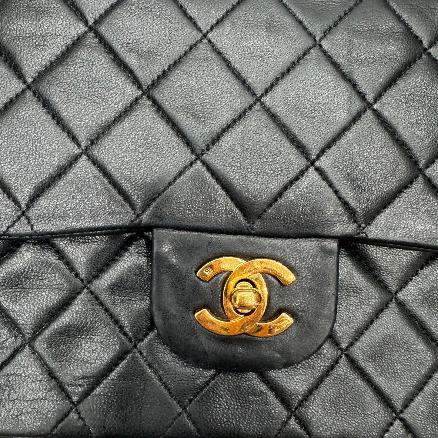 Chanel Black Lambskin Matelasse Double Flap, Medium