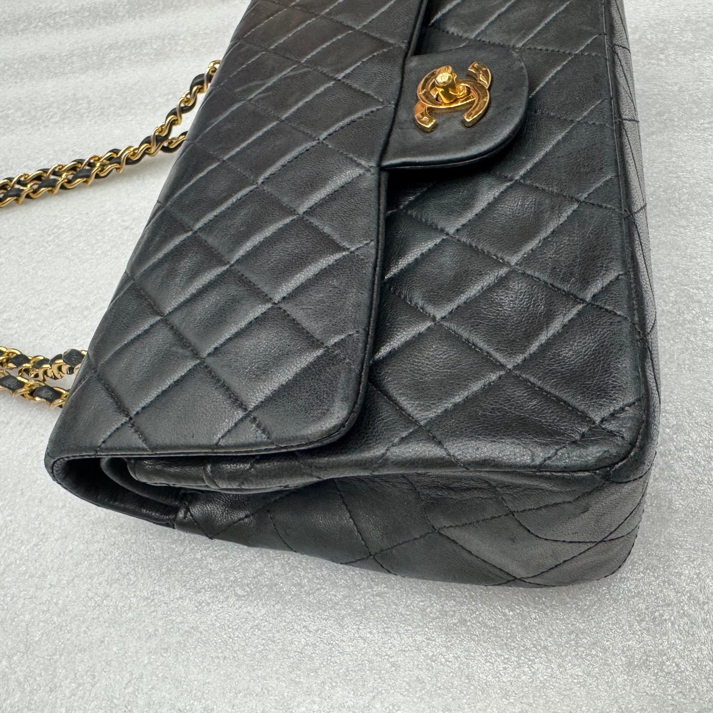 Chanel Black Lambskin Matelasse Double Flap, Medium