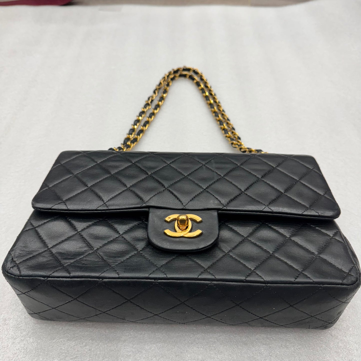 Chanel Black Lambskin Matelasse Double Flap, Medium