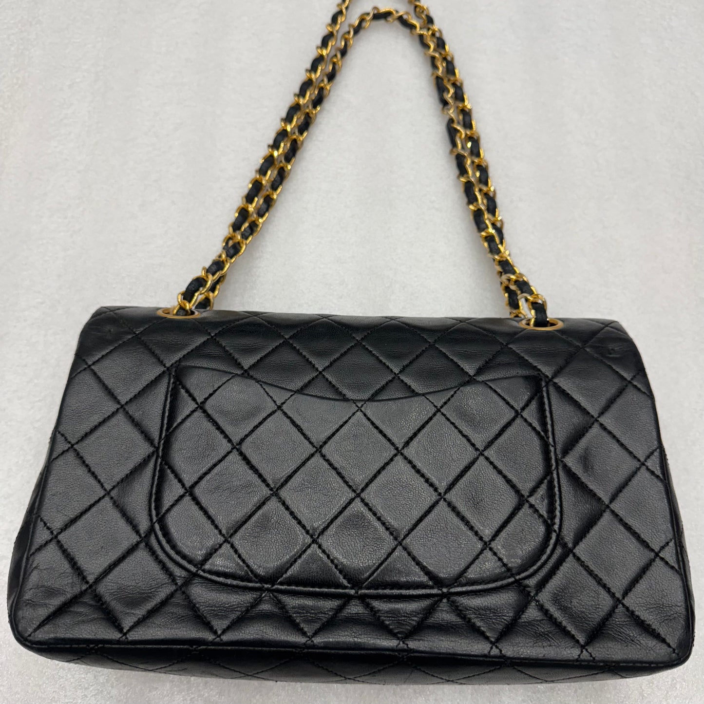 Chanel Black Lambskin Matelasse Double Flap, Medium