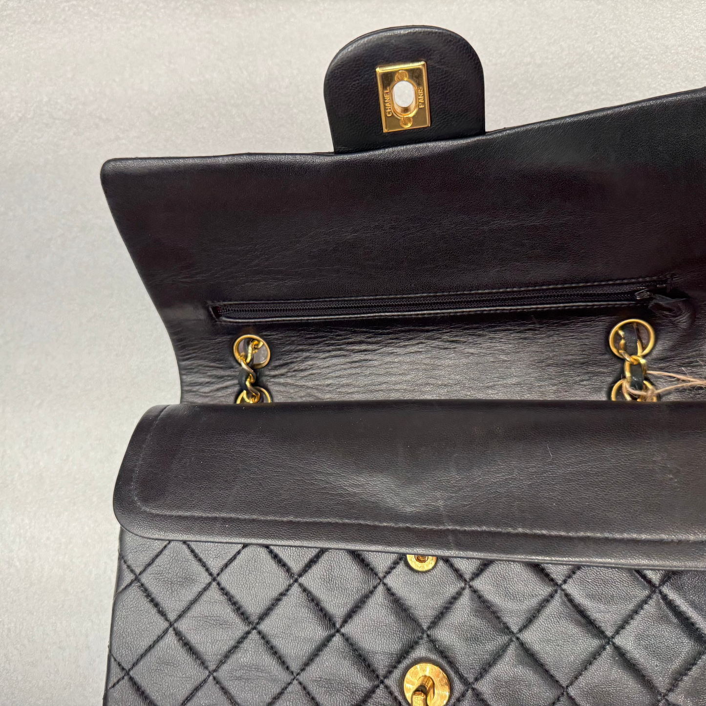 Chanel Black Lambskin Matelasse Double Flap, Medium