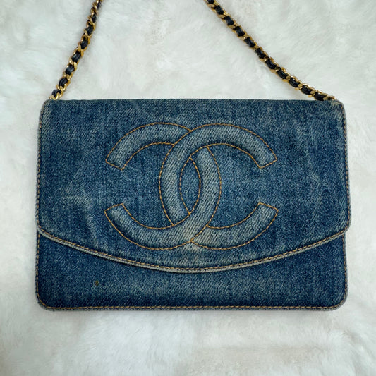 Chanel Blue Denim Wallet on Chain