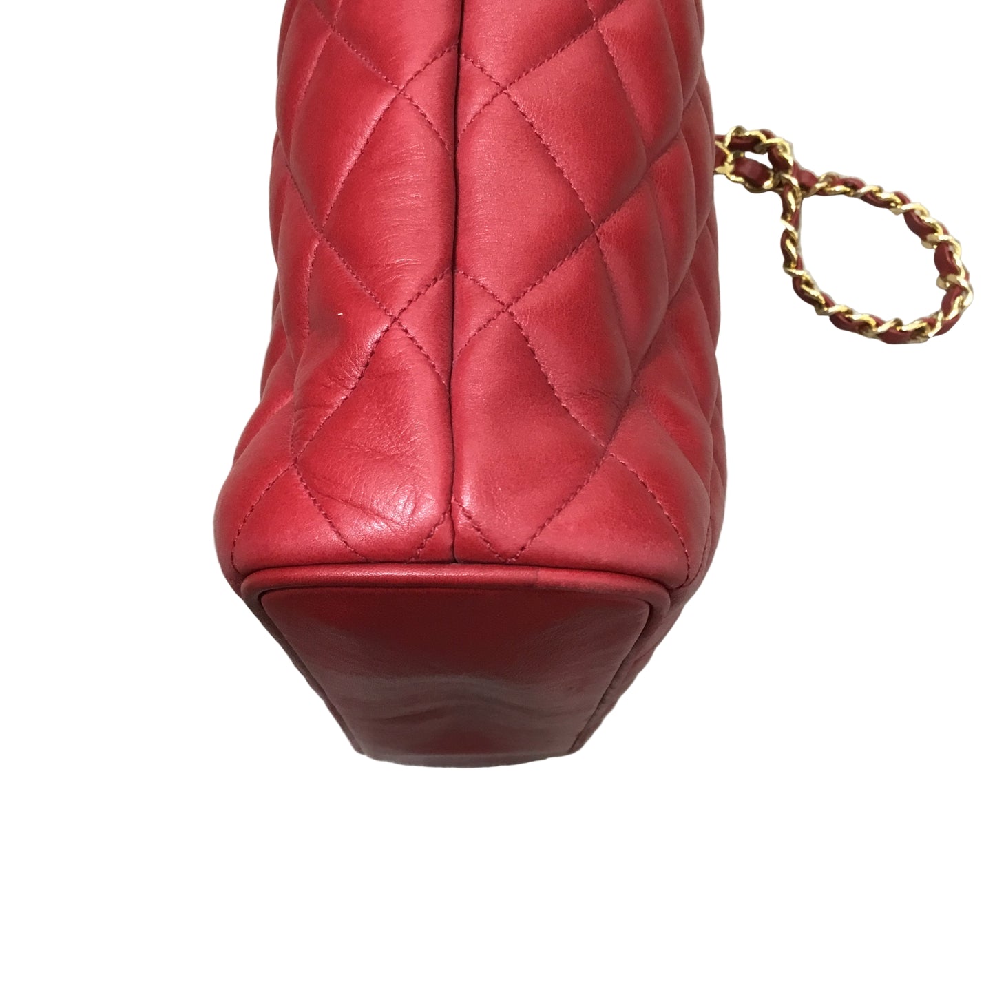 CHANEL Red Matelasse Lambskin Runway Mid Strap Tote/Crossbody/Shoulder Bag
