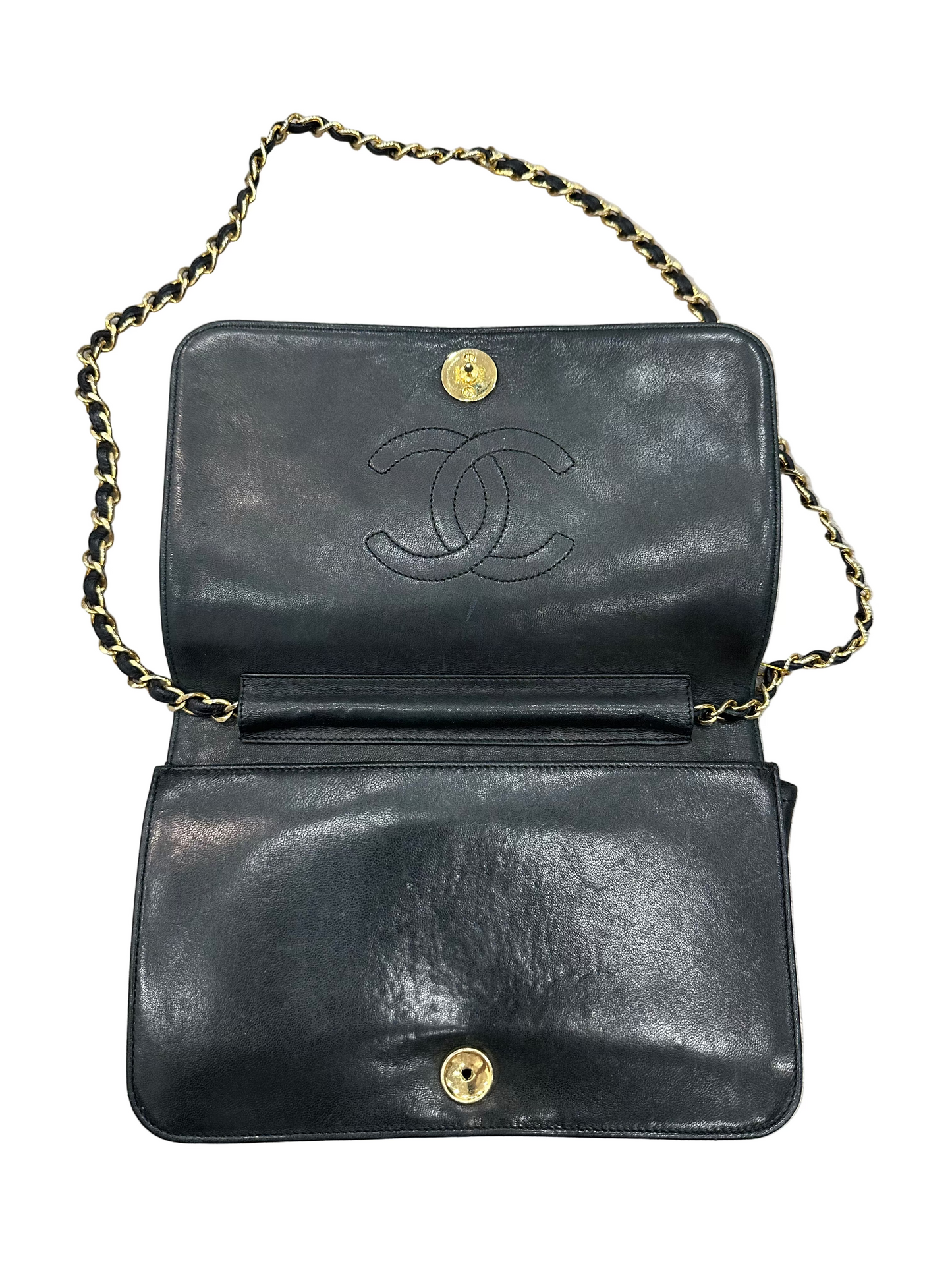 Chanel Black Lambskin Vintage Matelasse Full Flap, Medium