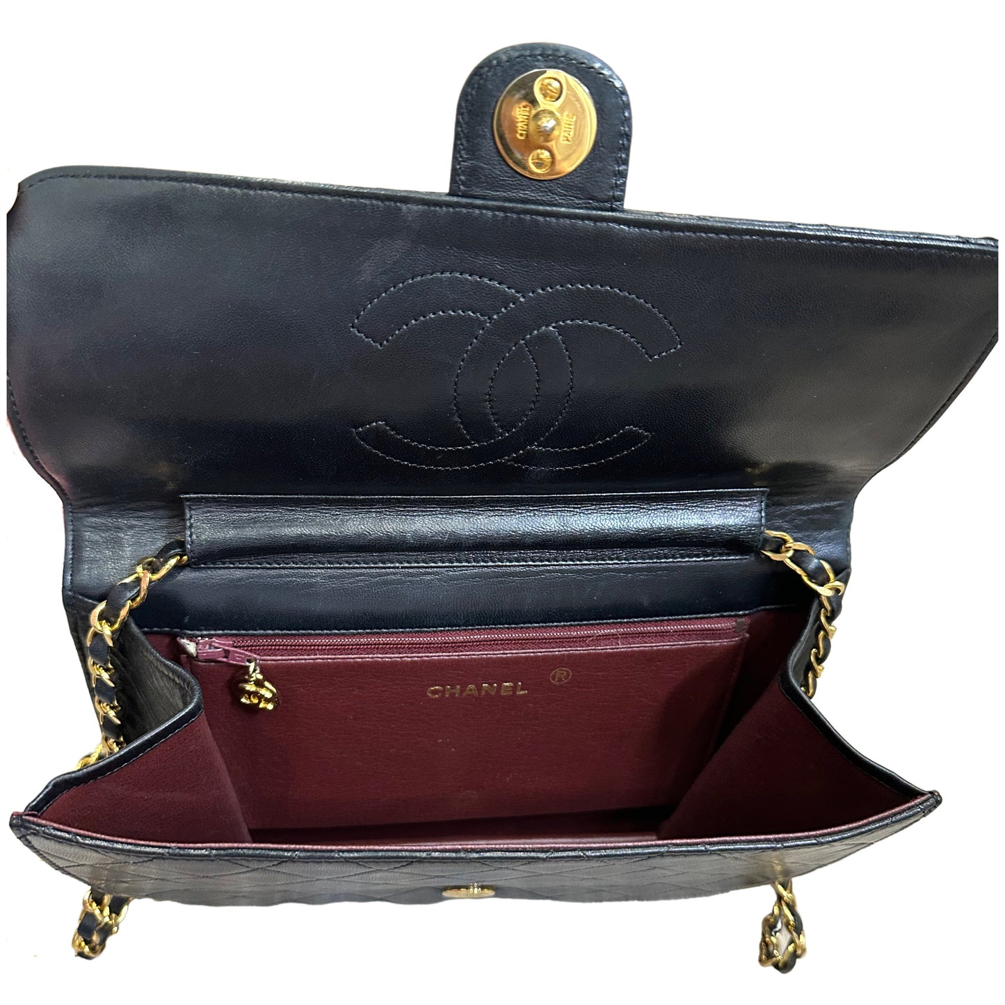 Chanel Black Lambskin Matelasse Half Flap, Medium