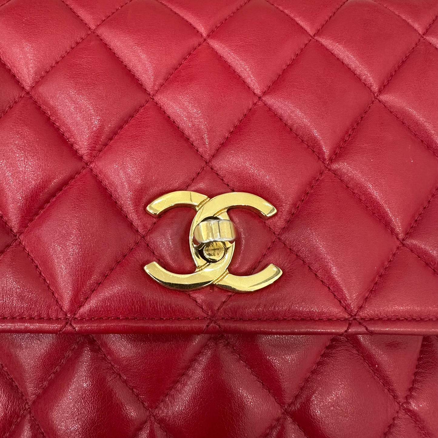 Chanel Red Lambskin Matelasse Crossbody Bag