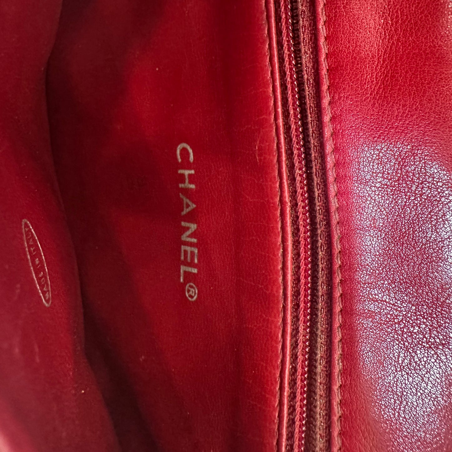 Chanel Red Lambskin Matelasse Crossbody Bag