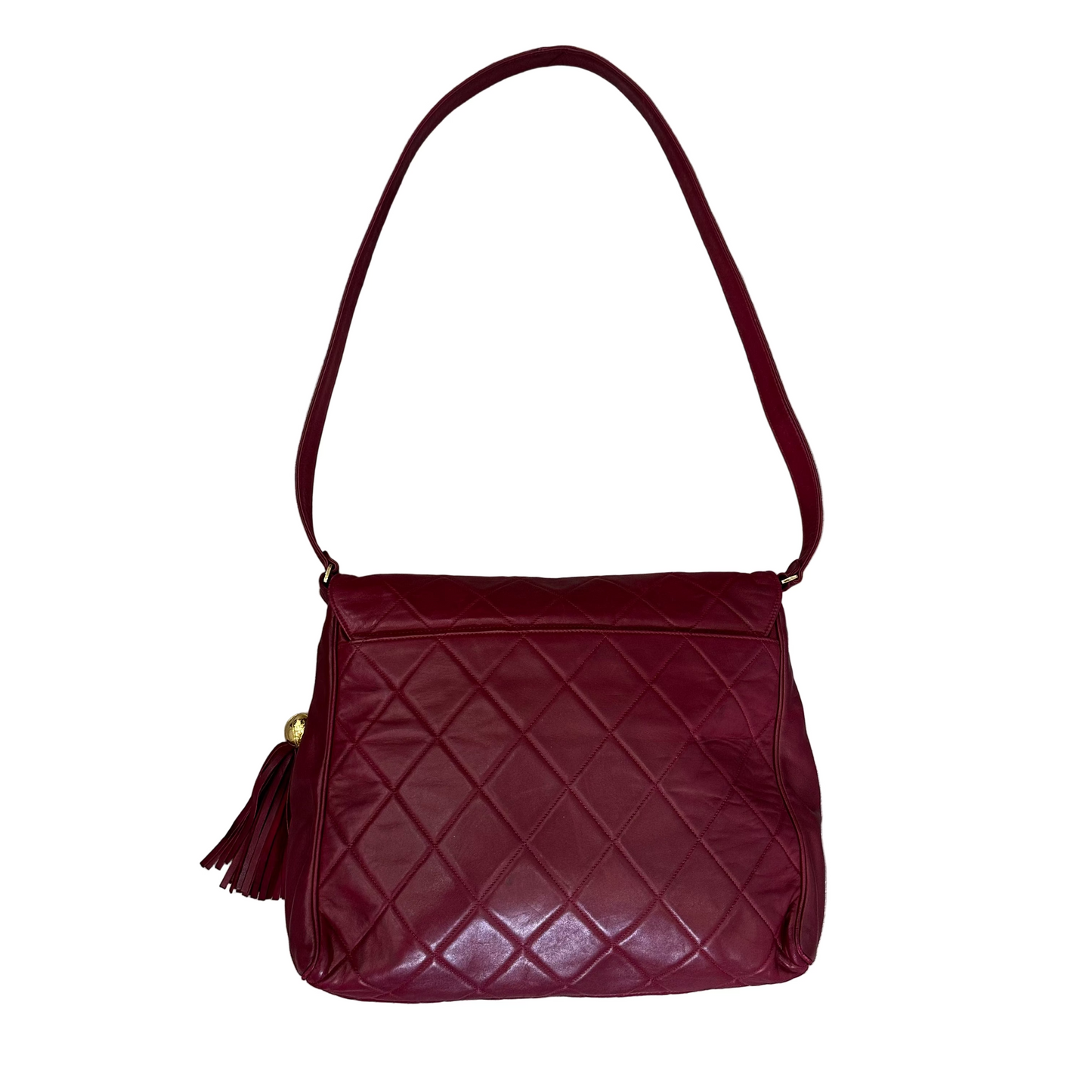 Chanel Red Lambskin Matelasse Messenger