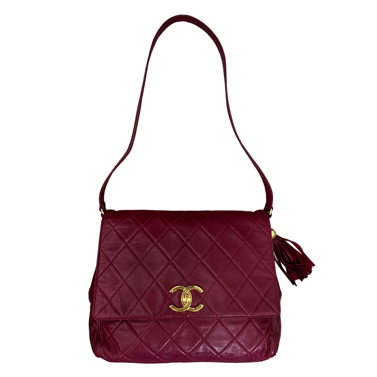 Chanel Red Lambskin Matelasse Messenger