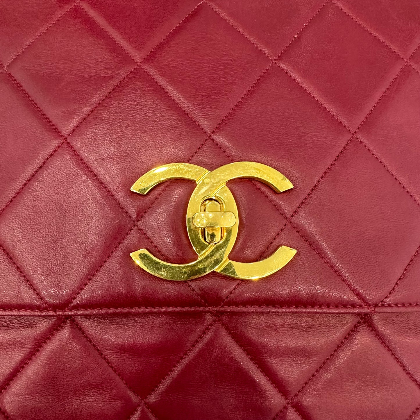 Chanel Red Lambskin Matelasse Messenger