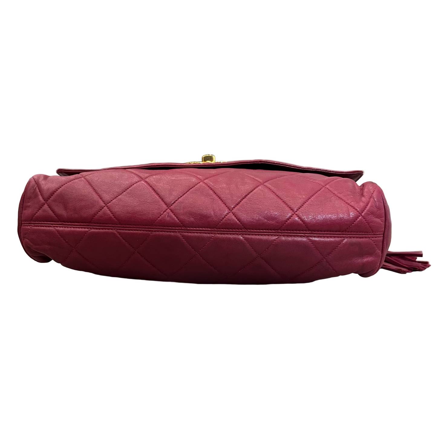 Chanel Red Lambskin Matelasse Messenger