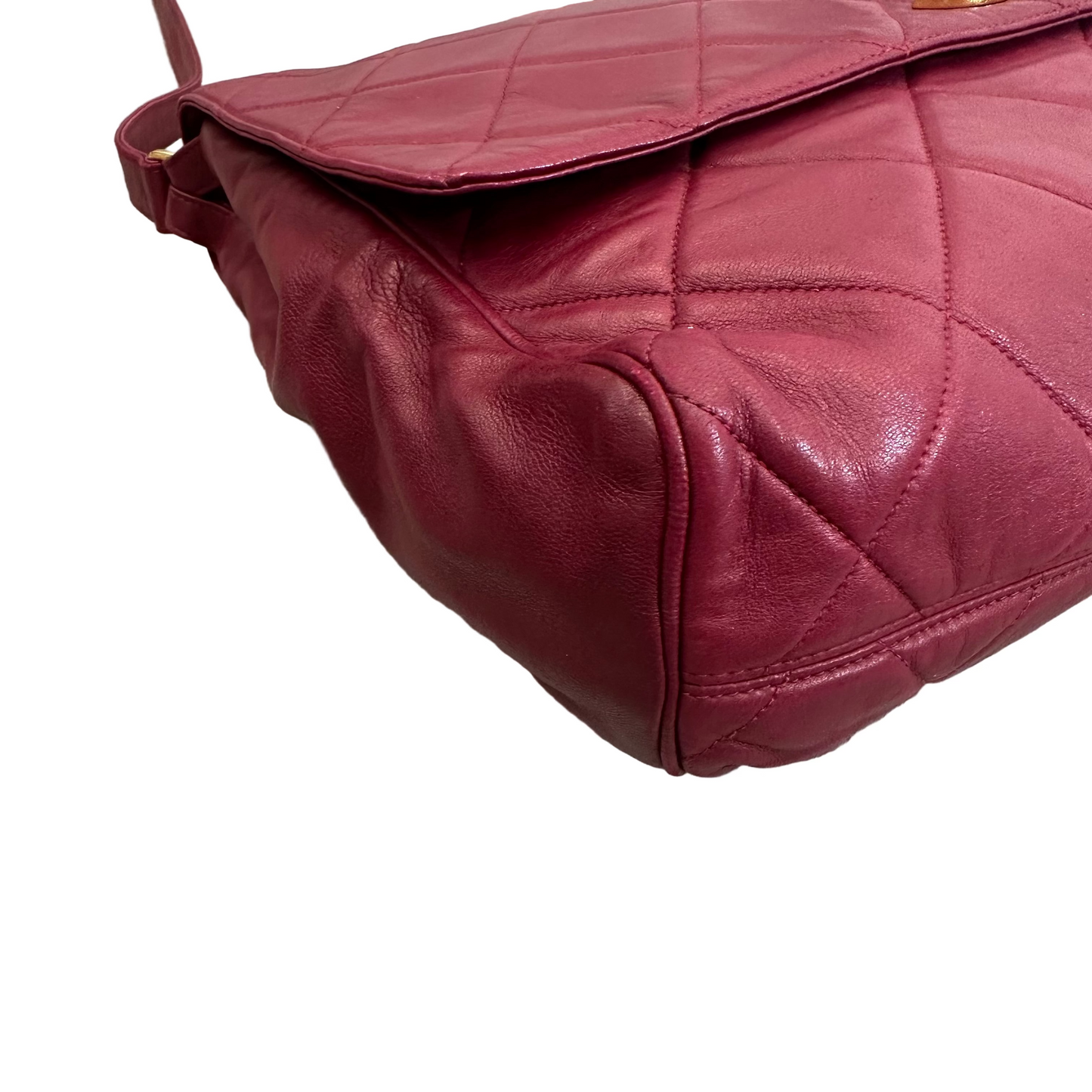 Chanel Red Lambskin Matelasse Messenger