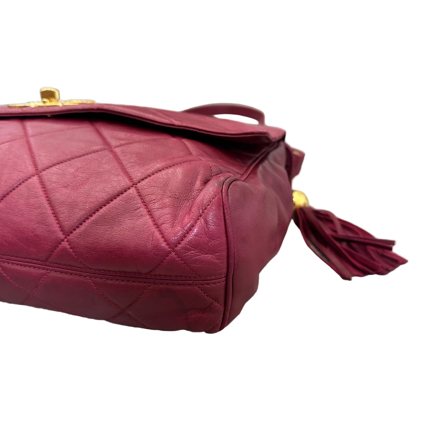 Chanel Red Lambskin Matelasse Messenger