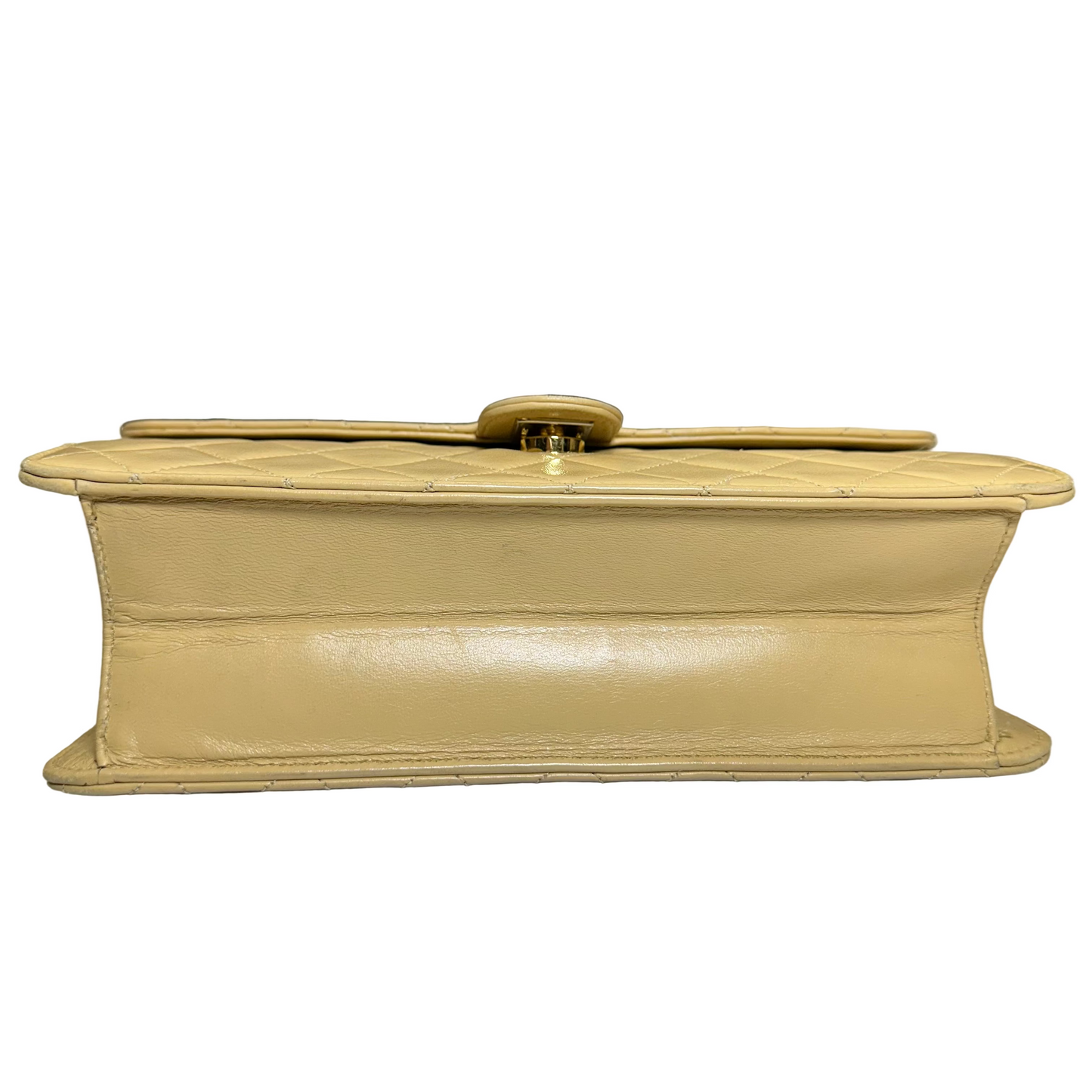 Chanel Beige Lambskin Matelasse Half Flap