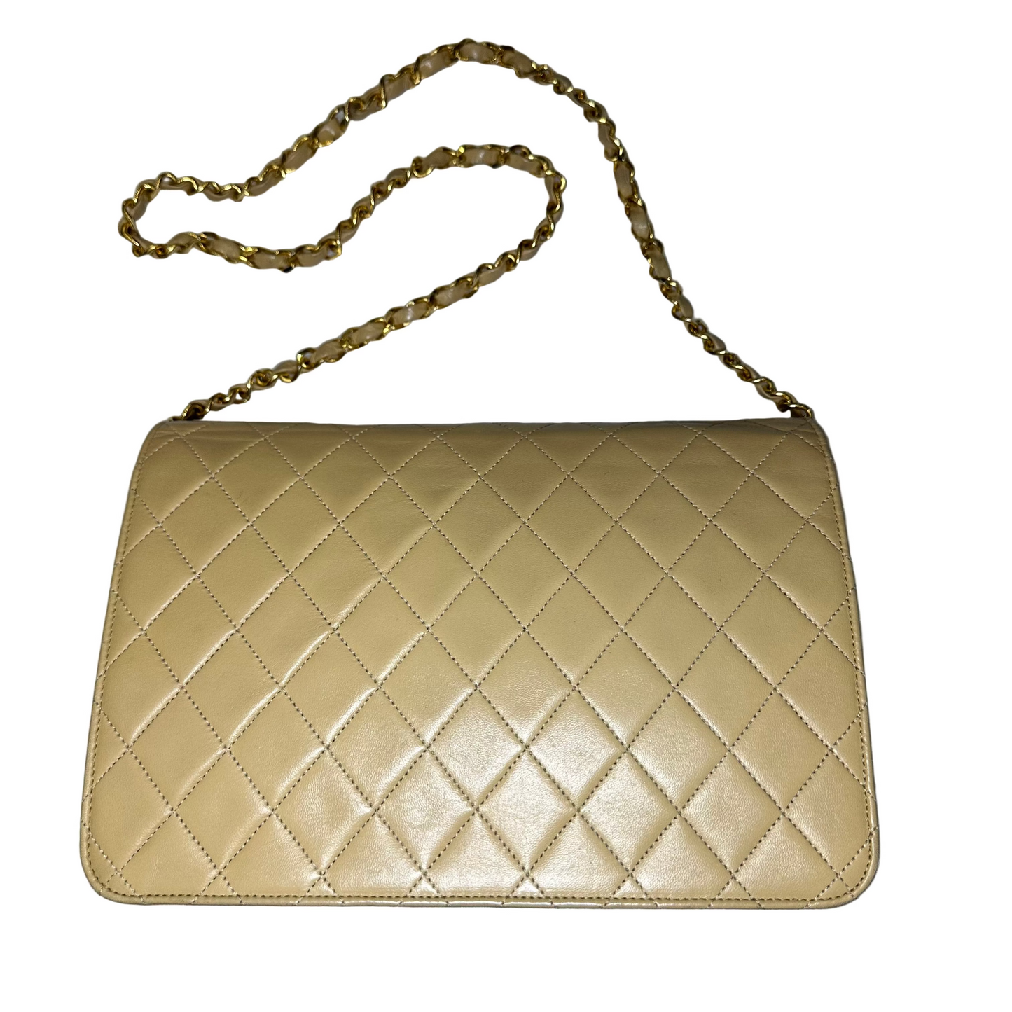 Chanel Beige Lambskin Matelasse Half Flap