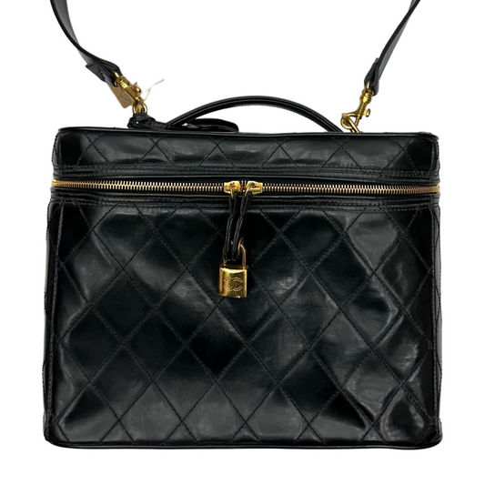 Chanel Black Matelasse Lambskin Vanity, Large