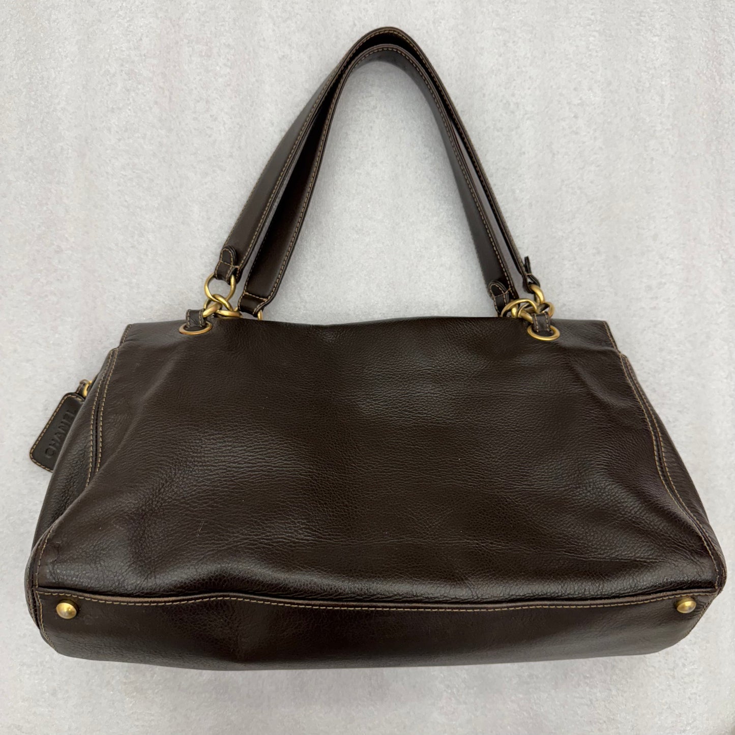 Chanel Dark Brown Lambskin Vintage CC Logo Shoulder Bag