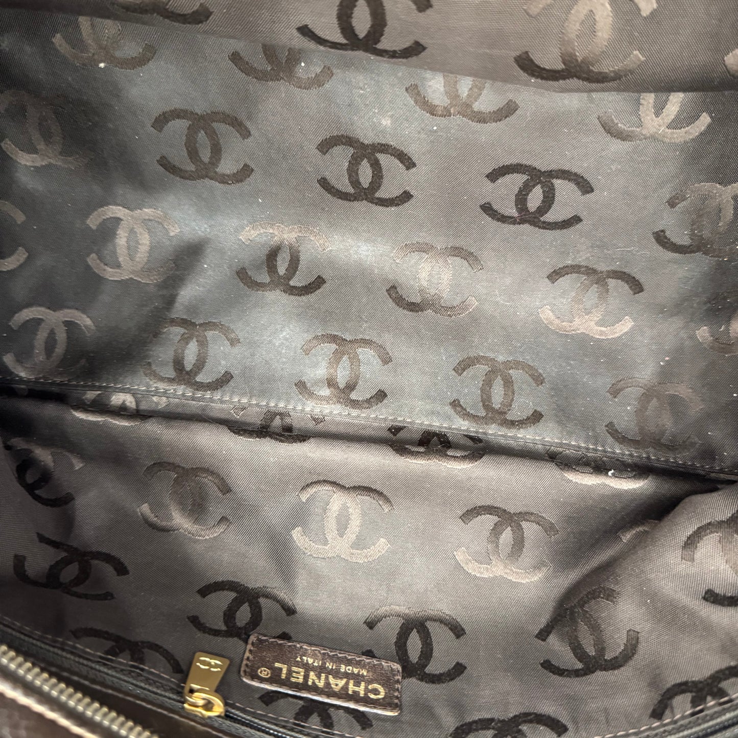 Chanel Dark Brown Lambskin Vintage CC Logo Shoulder Bag