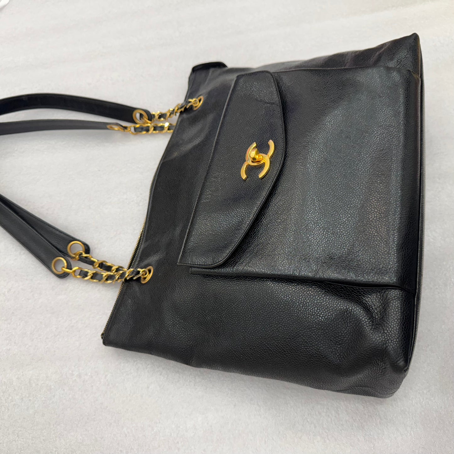 Chanel Black Caviar Front Pocket Tote