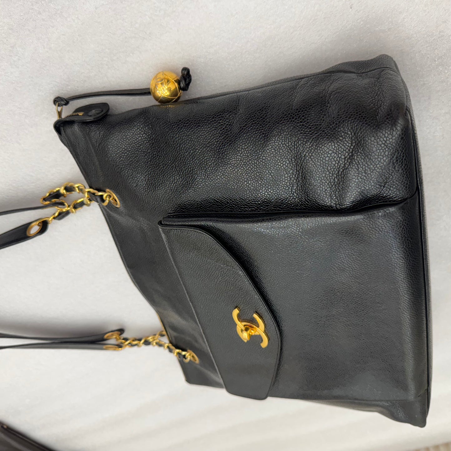 Chanel Black Caviar Front Pocket Tote