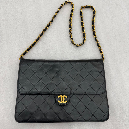 CHANEL Vintage Black Lambskin Half Flap, Medium