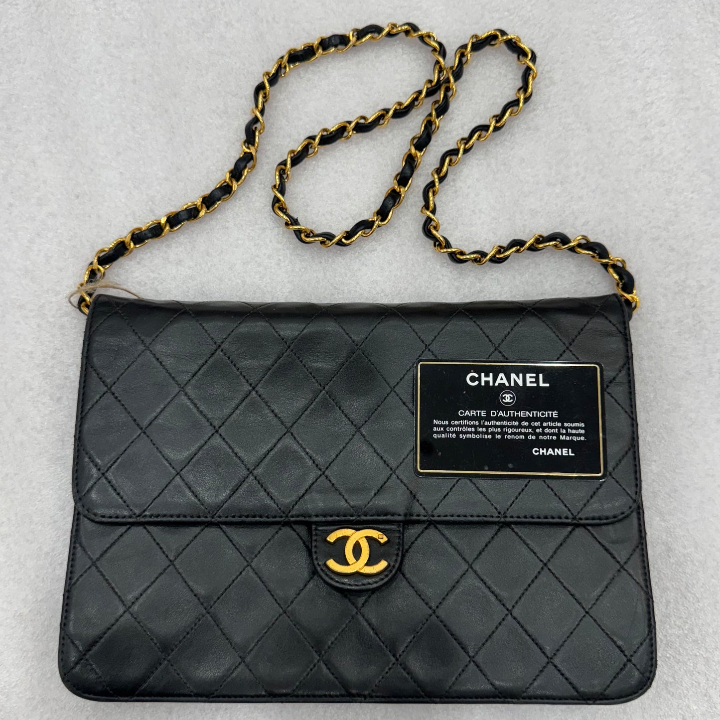 CHANEL Vintage Black Lambskin Half Flap, Medium