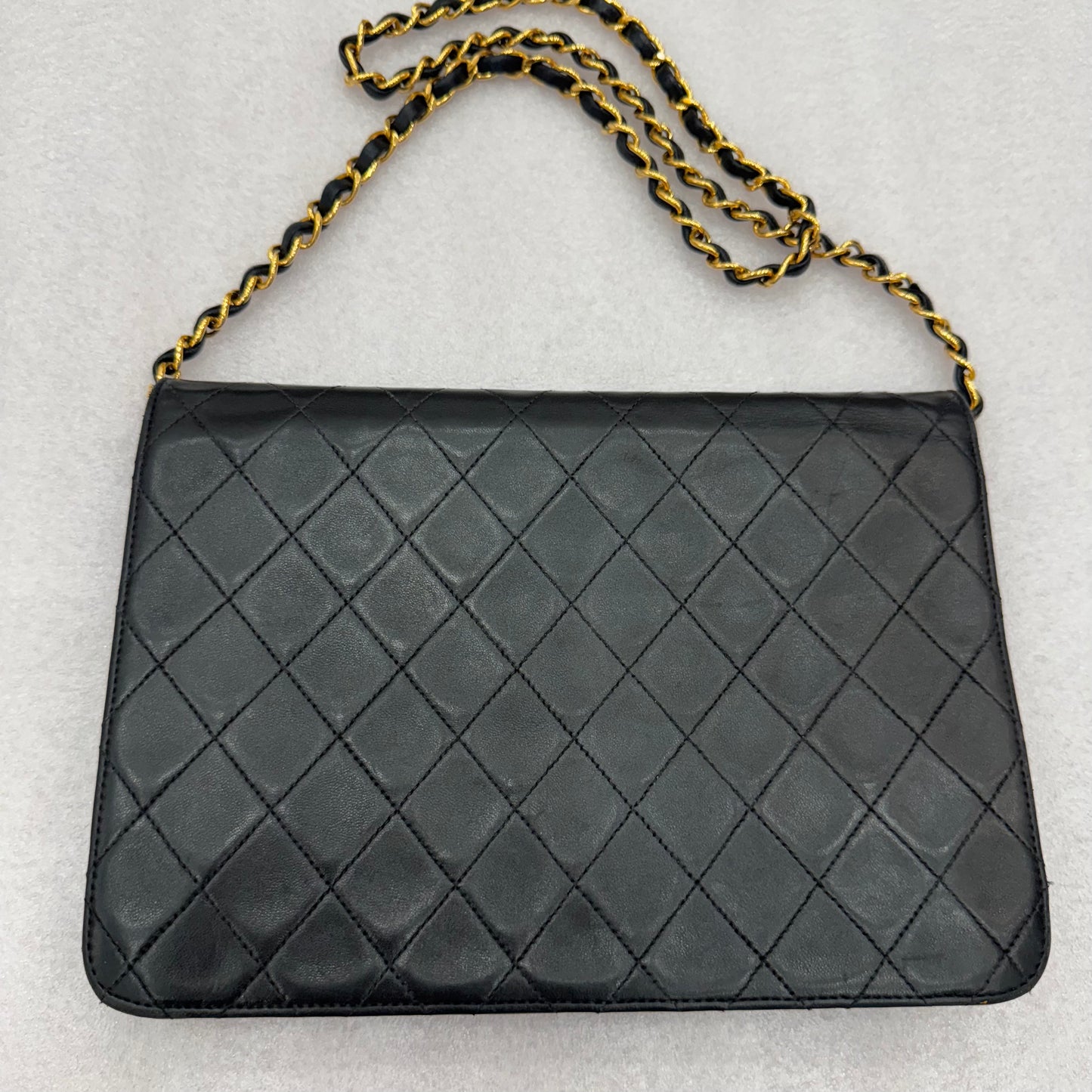 CHANEL Vintage Black Lambskin Half Flap, Medium